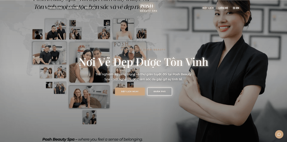 Thiết kế website Posh Beauty Spa – đặt lịch online tăng 180%